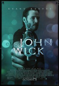 7r385 JOHN WICK advance DS 1sh '14 cool image of Keanu Reeves pointing gun!