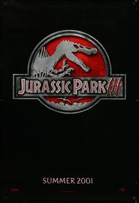7r388 JURASSIC PARK 3 teaser DS 1sh '01 Sam Neill, William H. Macy, cool dinosaur artwork!