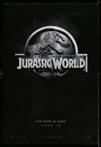 7r389 JURASSIC WORLD teaser DS 1sh '15 Jurassic Park sequel, cool image of the classic logo!