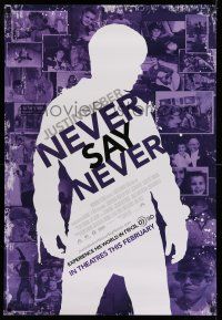 7r390 JUSTIN BIEBER: NEVER SAY NEVER advance DS 1sh '11 cool montage image from the star's life!