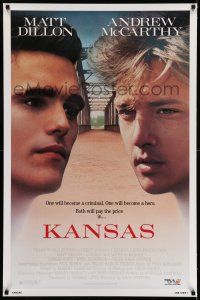 7r392 KANSAS 1sh '88 huge close-up image of Matt Dillon & Andrew McCarthy!