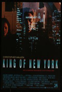 7r399 KING OF NEW YORK 1sh '90 cool reflection of Christopher Walken, directed by Abel Ferrara!