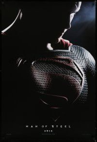 7r466 MAN OF STEEL teaser DS 1sh '13 close-up of Henry Cavill in the title role as Superman!