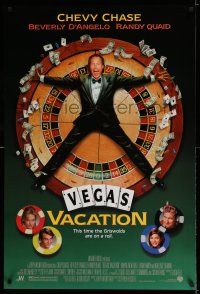 7r504 NATIONAL LAMPOON'S VEGAS VACATION DS 1sh '97 great image of Chevy Chase on roulette wheel!