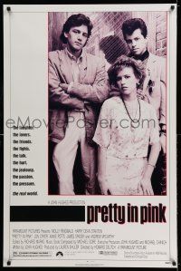 7r558 PRETTY IN PINK 1sh '86 great portrait of Molly Ringwald, Andrew McCarthy & Jon Cryer!