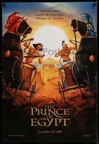 7r563 PRINCE OF EGYPT advance DS 1sh '98 Dreamworks cartoon, Moses & Rameses riding chariots!