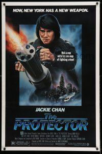 7r571 PROTECTOR 1sh '85 Danny Aiello, R. Obero art of Jackie Chan huge gun!