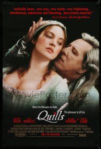 7r582 QUILLS DS 1sh '00 sexy image of Marquis de Sade Geoffrey Rush with pretty Kate Winslet!