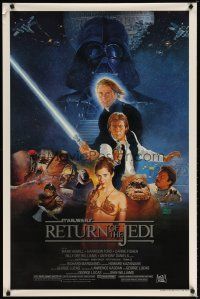 7r602 RETURN OF THE JEDI studio style B 1sh '83 George Lucas classic, great cast montage by Sano!