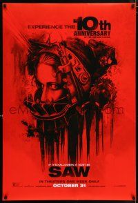 7r628 SAW teaser DS 1sh R14 cool art of terrified Shawnee Smith trapped in brutal torture helmet!