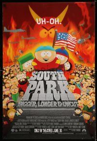 7r672 SOUTH PARK: BIGGER, LONGER & UNCUT advance DS 1sh '99 Parker & Stone animated musical!