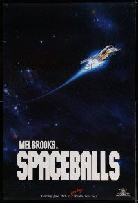 7r677 SPACEBALLS teaser 1sh '87 best Mel Brooks sci-fi Star Wars spoof, Bill Pullman, Moranis