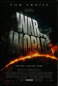 7r813 WAR OF THE WORLDS advance DS 1sh '05 Tom Cruise, Steven Spielberg, huge title design!