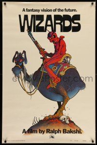 7r833 WIZARDS teaser 1sh '77 Ralph Bakshi directed animation, cool fantasy art by William Stout!