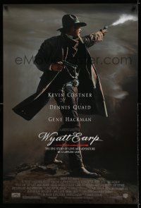 7r839 WYATT EARP 1sh '94 cool image of Kevin Costner in the title role firing gun!