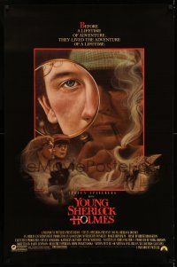 7r847 YOUNG SHERLOCK HOLMES 1sh '85 Steven Spielberg, Nicholas Rowe, really cool detective art!