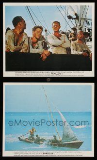 7s281 PAPILLON 2 color English FOH LCs '73 Steve McQueen & Dustin Hoffman on Devil's Island!