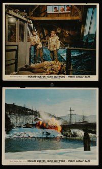 7s286 WHERE EAGLES DARE 2 color English FOH LCs '68 Clint Eastwood, Richard Burton, WWII, explosion