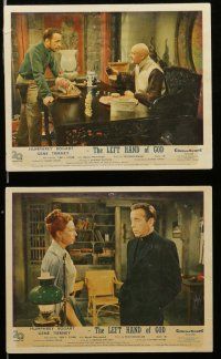 7s202 LEFT HAND OF GOD 8 color English FOH LCs '55 priest Humphrey Bogart, sexy Gene Tierney!
