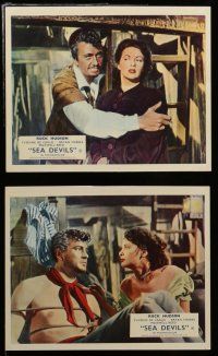 7s228 SEA DEVILS 8 color English FOH LCs '53 great images of Rock Hudson, sexy Yvonne De Carlo!