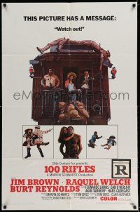 7t016 100 RIFLES style A 1sh '69 Jim Brown, Raquel Welch & Burt Reynolds!