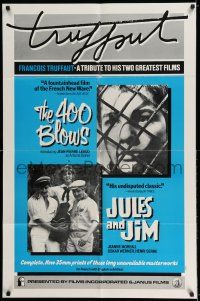7t033 400 BLOWS/JULES & JIM 1sh '80s Francois Truffaut's Les Quatre Cents Coups & Jules et Jim