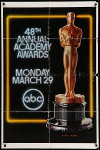 7t006 48TH ANNUAL ACADEMY AWARDS 1sh '76 huge image of Oscar statuette, ABC Television!