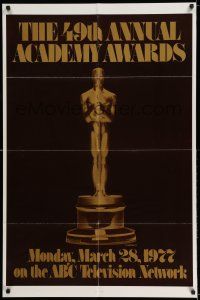 7t007 49TH ANNUAL ACADEMY AWARDS 1sh '77 ABC, great image of Oscar statue!