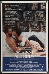 7t058 AGAINST ALL ODDS advance 1sh '84 Jeff Bridges makes out with Rachel Ward on the beach!