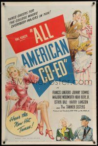 7t067 ALL AMERICAN CO-ED 1sh '41 Frances Langford, Johnny Downs