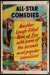7t075 ALL-STAR COMEDIES 1sh '50 laugh-filled Columbia comedy shorts, cool artwork!