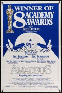 7t080 AMADEUS awards 1sh '84 Milos Foreman, Mozart biography, winner of 8 Academy Awards!