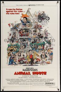 7t096 ANIMAL HOUSE style B 1sh '78 John Belushi, John Landis classic, art by Rick Meyerowitz!