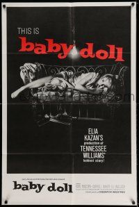 7t104 BABY DOLL 1sh R70 Elia Kazan, classic image of sexy troubled teen Carroll Baker!