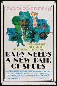 7t106 BABY NEEDS A NEW PAIR OF SHOES 1sh '74 William Brame, gambling action artwork!