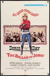 7t109 BALLAD OF JOSIE 1sh '68 great full-length image of quick-draw Doris Day pointing shotgun!