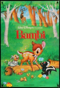 7t111 BAMBI 1sh R90s Walt Disney cartoon deer classic, great art with Thumper & Flower!