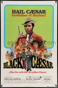 7t132 BLACK CAESAR 1sh '73 AIP Williamson blaxploitation, Godfather of Harlem art by G. Akimoto!