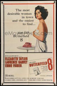 7t157 BUTTERFIELD 8 1sh '60 call girl Elizabeth Taylor is the most desirable and easiest to find!