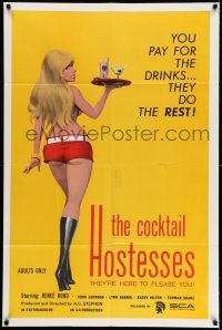 7t255 COCKTAIL HOSTESSES 1sh '73 written by Ed Wood, artwork of sexiest waitress!