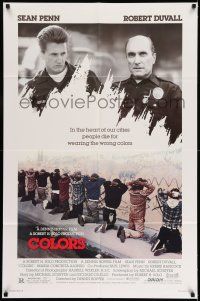 7t259 COLORS 1sh '88 Sean Penn & Robert Duvall as cops, directed by Dennis Hopper!