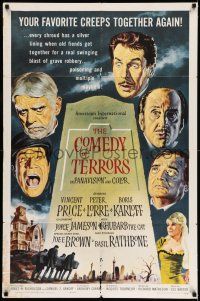 7t263 COMEDY OF TERRORS 1sh '64 Boris Karloff, Peter Lorre, Vincent Price, Joe E. Brown, Tourneur