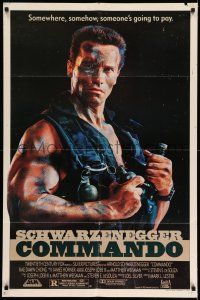7t267 COMMANDO 1sh '85 tough guy Arnold Schwarzenegger is going to make someone pay!