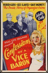 7t271 CONFESSIONS OF A VICE BARON 1sh '43 stone litho, hired guns, sex slaves & easy money!