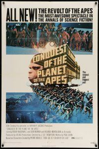 7t274 CONQUEST OF THE PLANET OF THE APES style B 1sh '72 Roddy McDowall, the revolt of the apes!