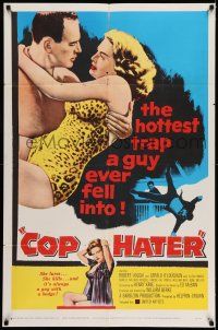 7t277 COP HATER 1sh '58 Ed McBain gritty film noir, the hottest trap a guy ever fell into!