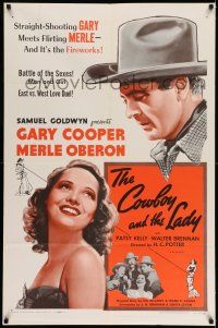 7t285 COWBOY & THE LADY 1sh R54 Gary Cooper, Merle Oberon, Walter Brennan!