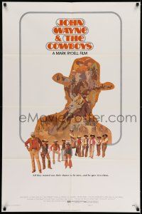 7t288 COWBOYS style B 1sh '72 John Wayne & the Cowboys, cool Craig Nelson western art!