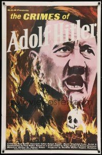 7t291 CRIMES OF ADOLF HITLER 1sh '61 German documentary, wild artwork of flaming swastika!