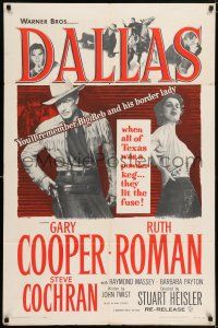7t300 DALLAS 1sh R56 Gary Cooper, Ruth Roman, Texas, you'll remember Big Reb & his border lady!